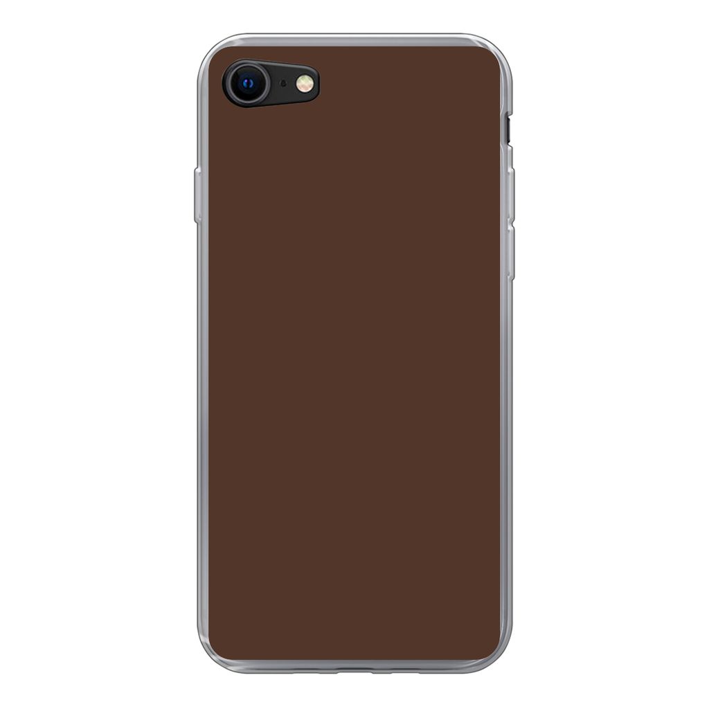 MuchoWow Handyhülle Schutzhülle Hülle für iPhone SE 2022 Braun - Dunkel - Farben Silikon Softcase Handy Hülle - Schutzhülle