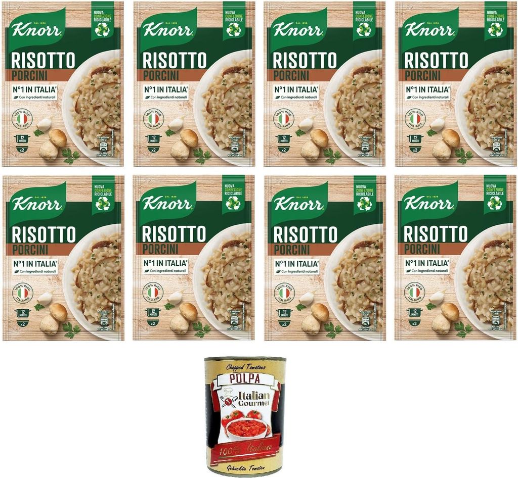 Knorr Risotto Ai Funghi Porcini,fertiges Risotto mit natürlichen Zutaten,100% italienischem Reis und Chicci al Dente, zubereitet in der Pfanne ode...