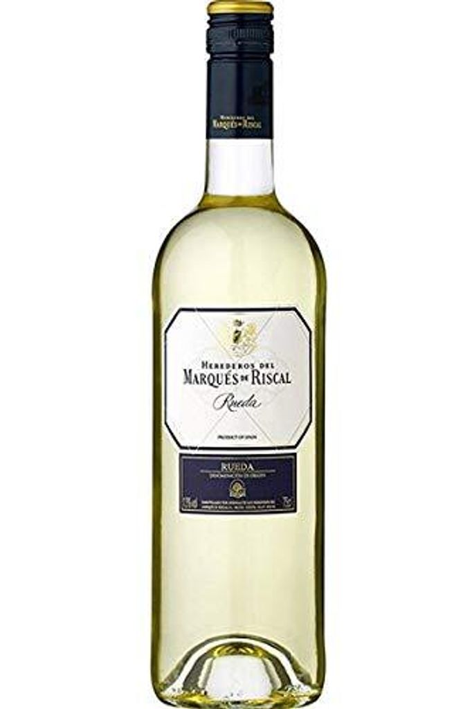 A bottle of white wine against a white background.
