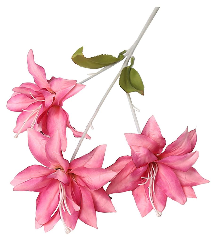 Künstliche Lilien-Arrangement mit 3 Blütenköpfen, langstieliger Lilienzweig mit 3 vollen Blüten für die Dekoration von Innenräumen, Büros, P...