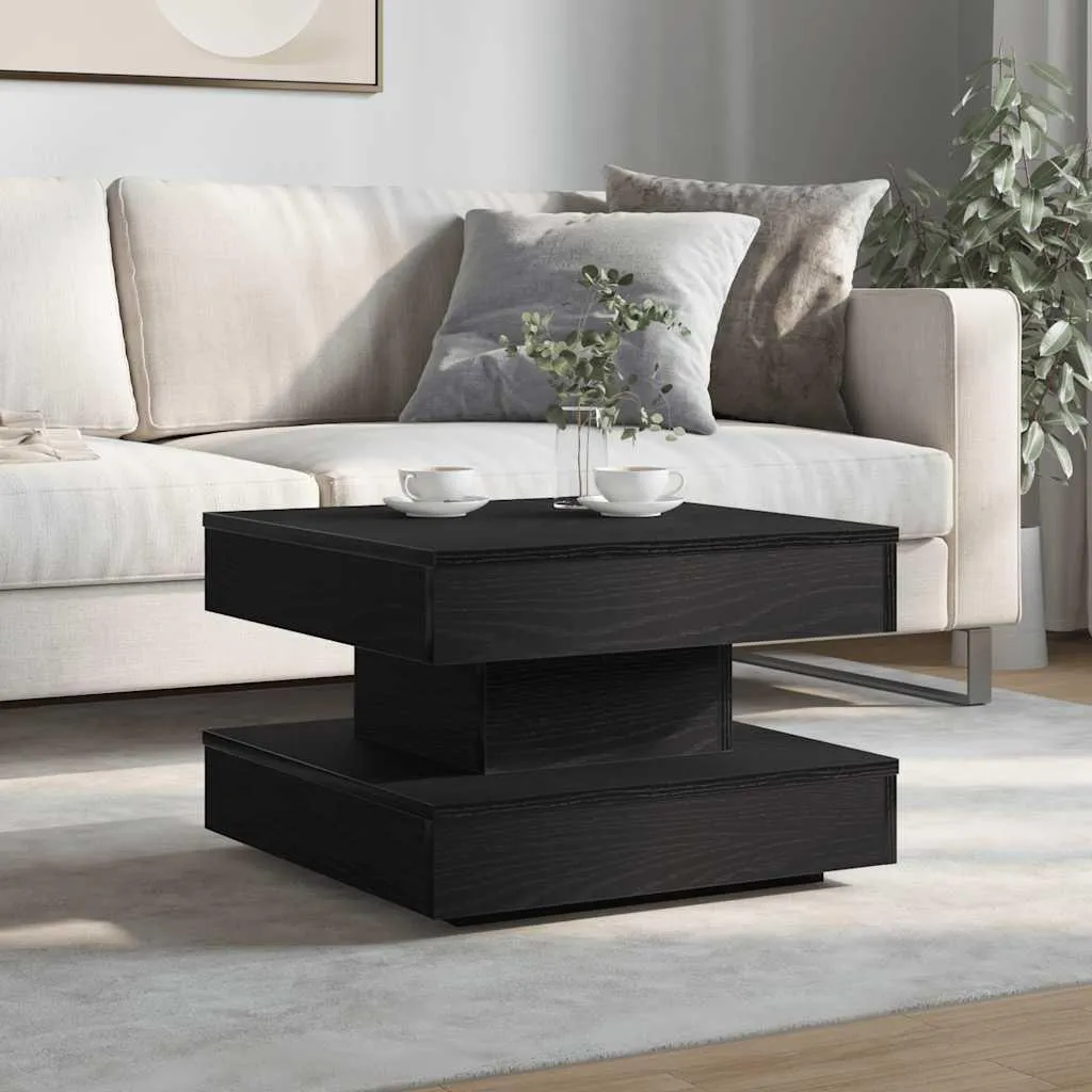 Table basse 360 degrés design pivotant avec plateaux superposés noirs