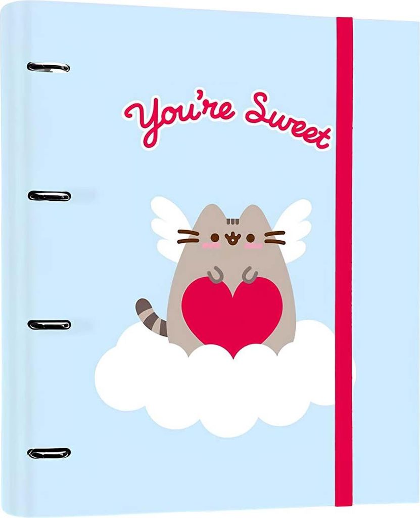 Pusheen, A4 Ordner 4 Ringe Purrfect Love mit Gummibandverschluss, Himmelblau