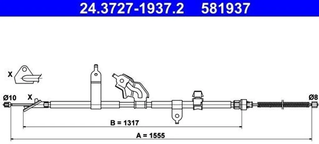 Câble de frein à main ATE 24.3727-1937.2 pour Toyota Yaris P9 OE 46430