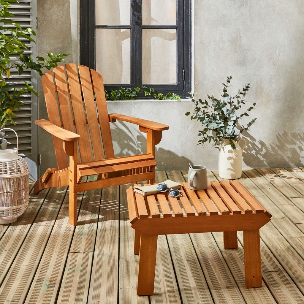 sweeek Gartensessel Adirondack mit FuBstutze Holzfarben