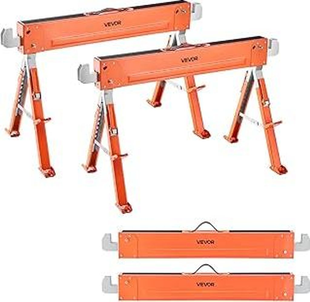 VEVOR Unterstellbock, 2er-Pack Arbeitsböcke, 816,5 kg, Klappbock mit klappbaren Beinen, höhenverstellbar, Sägebock mit rutschfesten Fußpolstern...