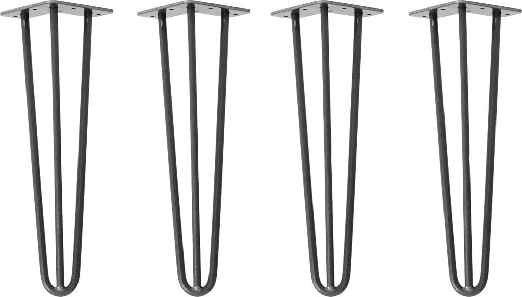 Natural Goods Berlin HAIRPIN Legs, Haarnadelbeine, Möbelfüße, Tischbeine, Industrial Anthrazit, 40 cm, 3 Streben, 4 Stück