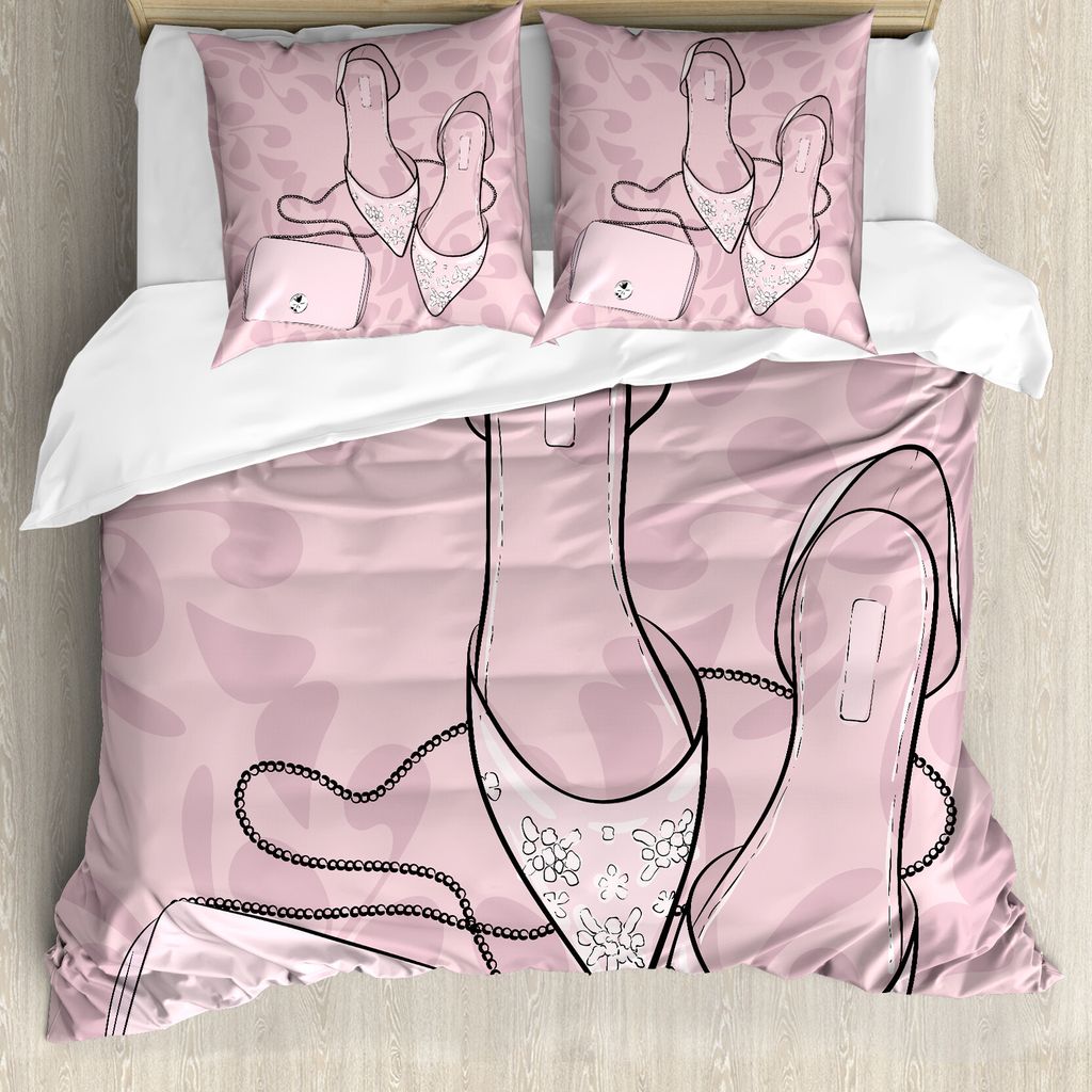 ABAKUHAUS Mode Bettbezug Set für Einzelbetten, Feminine Clutch Stiletto, Milbensicher Allergiker geeignet mit Kissenbezug, 155 cm x 220 cm - 80 x ...