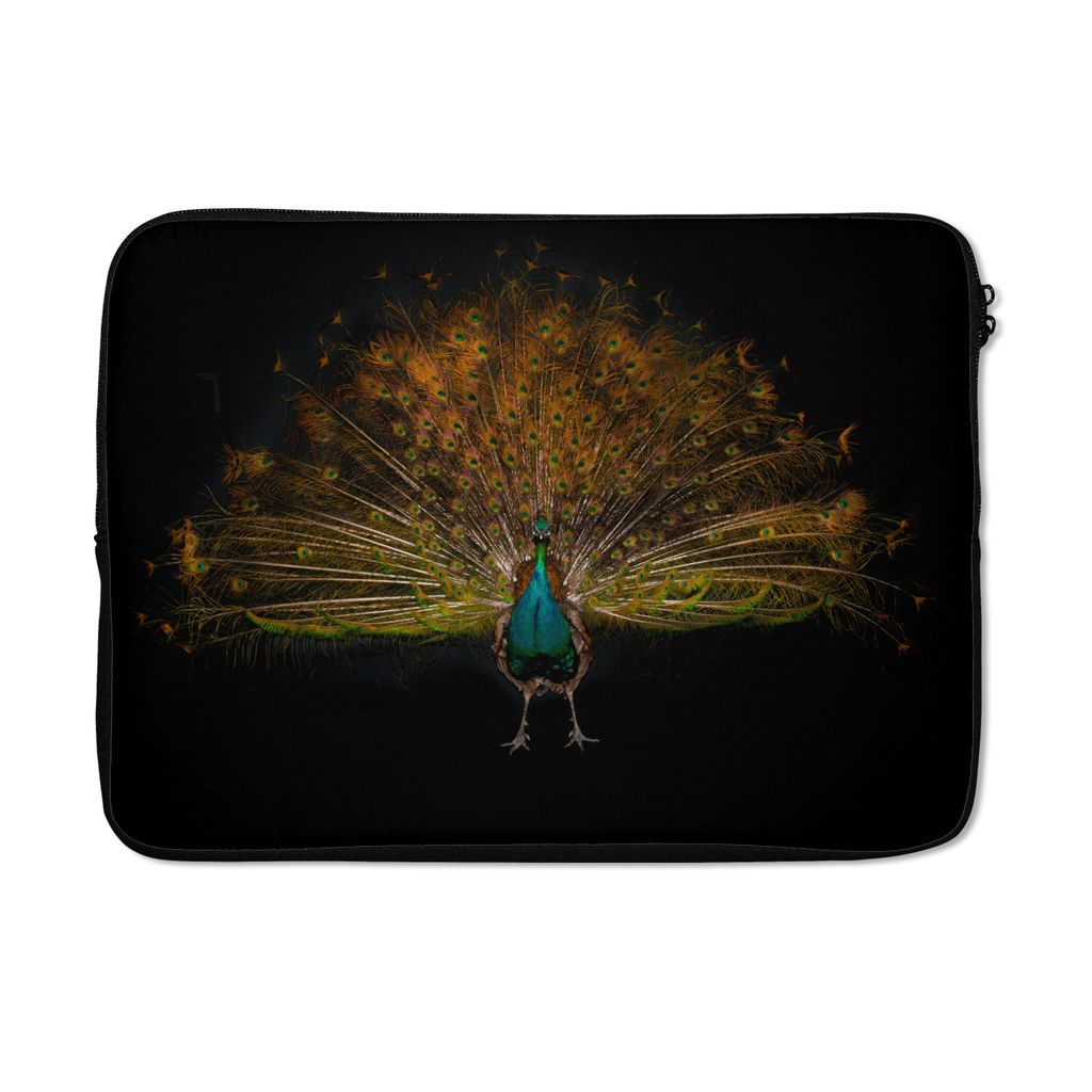 MuchoWow Laptop Hülle 14 ZollPfau - Federn - Nacht Laptoptasche - Laptoptasche - Stoßsicher - Schutzhaube