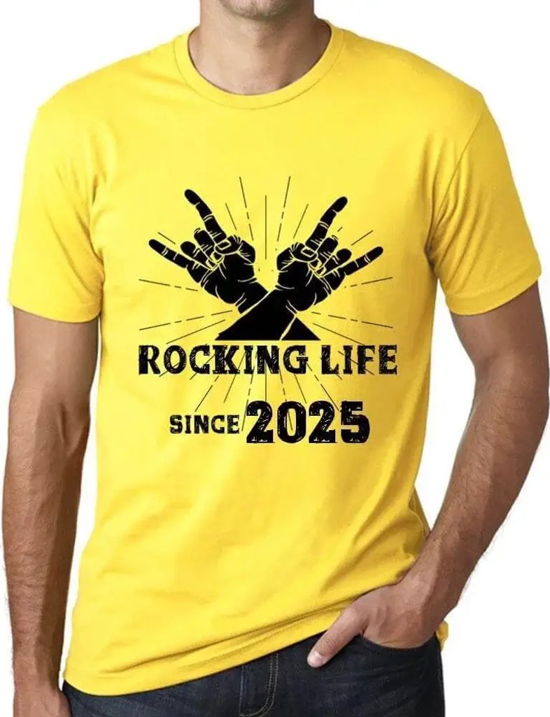Herren Grafik T-Shirt Das Leben rocken seit 2025 – Rocking Life Since 2025 – Öko-Verantwortlich Vintage Jahrgang Kurzarm Lustige Druck Geburtstag