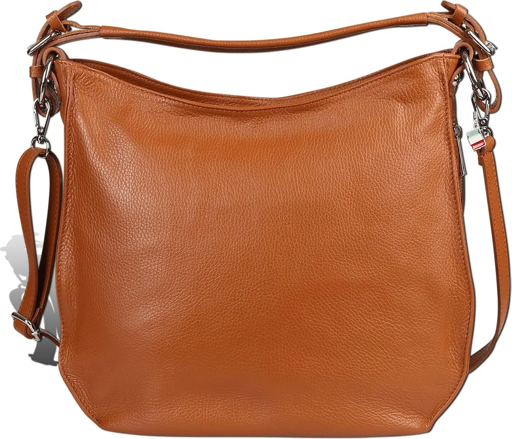 Sac besace femme en cuir véritable marron Florence format moyen pratique