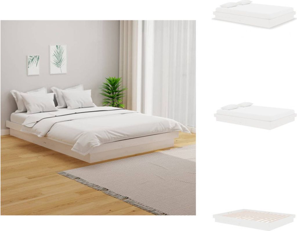 vidaXL Massivholzbett Weiß 140x190 cm - Betten & Bettgestelle