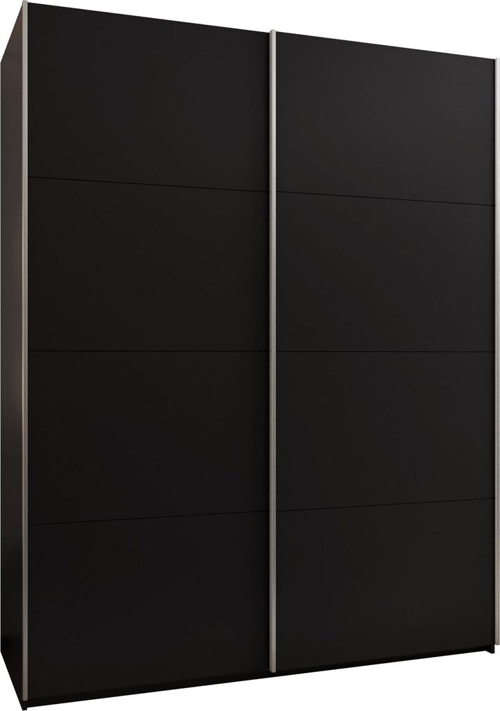 MEBLE KRYSPOL LUX 1 Kleiderschrank - 245,5x190x64cm - Schwarz, Schwarz, Silber