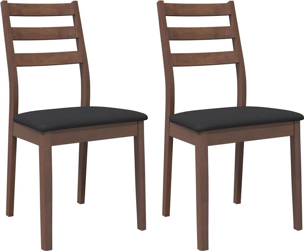 vidaXL Esszimmerstühle mit Kissen 2 Stk. Braun Massivholz Gummibaum