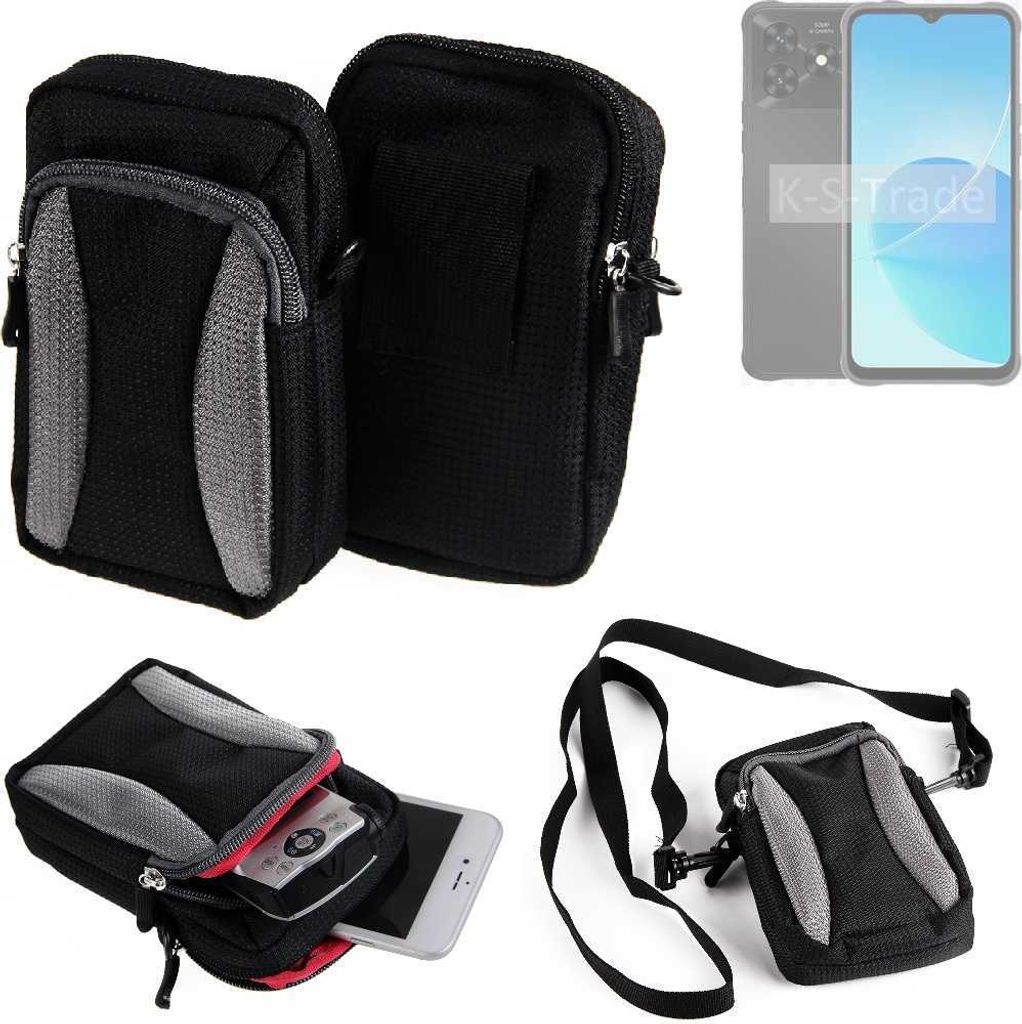 K-S-Trade Holster Schutz Hülle kompatibel mit UMIDIGI G5 Mecha Handy Hülle Gürteltasche Umhängetasche mit Zusatzfach schwarz