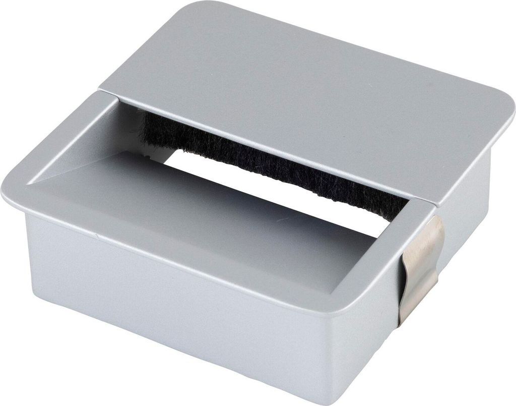 Pamar Kabeldurchgang, Kabelmanagement Kabeldurchführung Kabelkanal, Staubschutzbürste, Zinkdruckguss alufarbig, 76x76mm