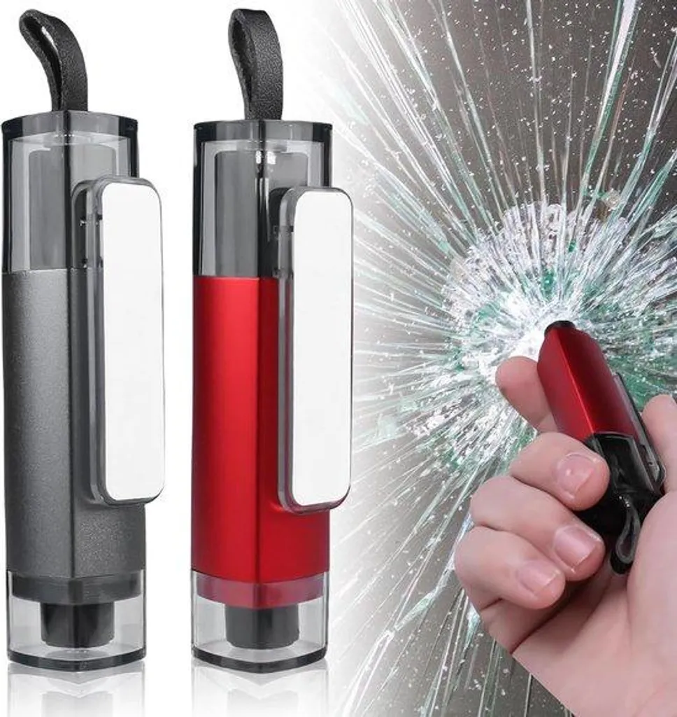 Marteau de secours 2-en-1 avec ancrage automatique rouge et gris pro