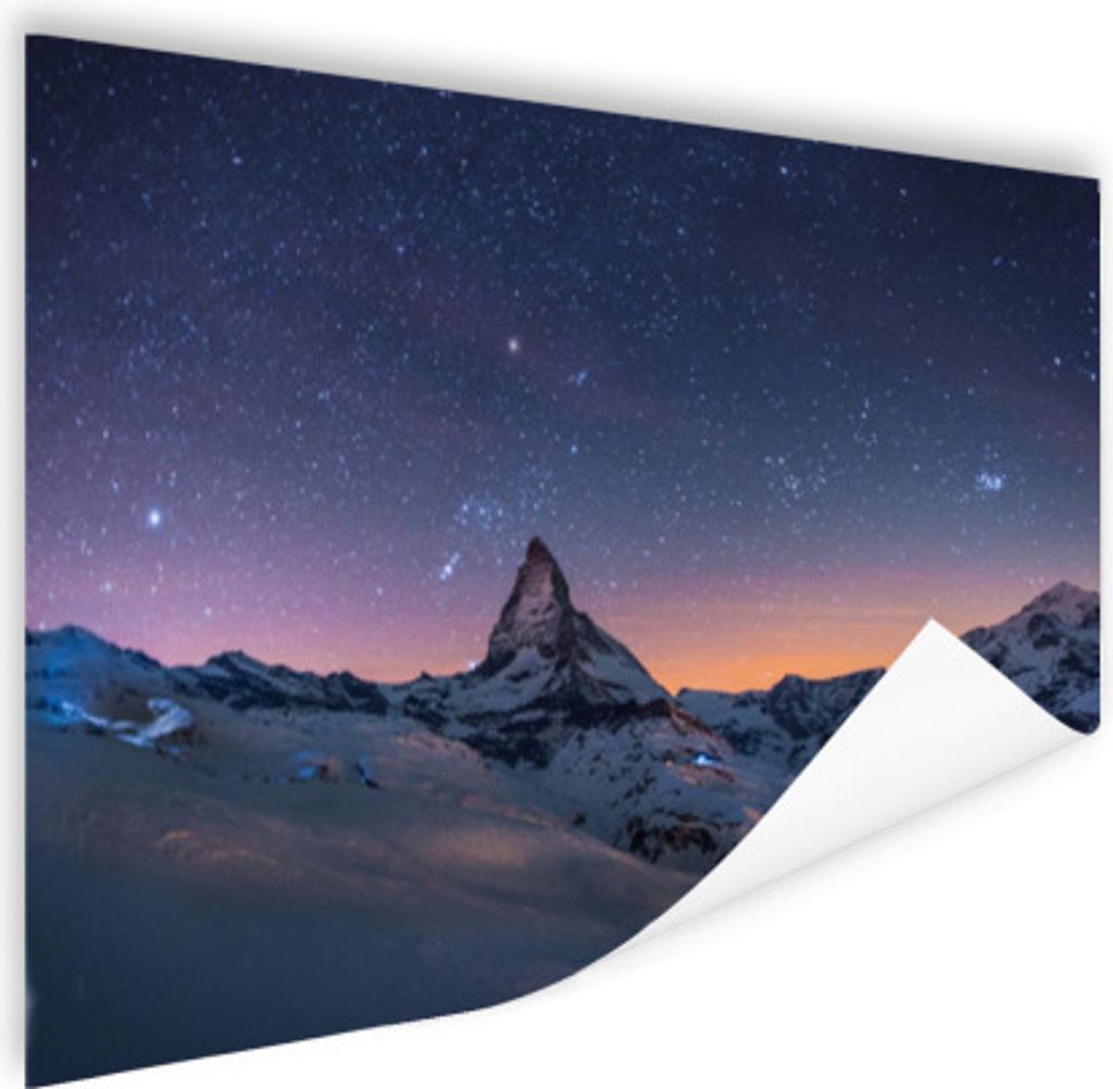MuchoWow Poster Alpen - Sternenhimmel - Schnee 60x40 cm - Schlafzimmerdekoration