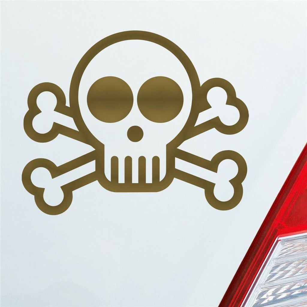 Auto Aufkleber Totenkopf Piraten Pirat Tuning Skull Dead 10x9 cm Gold Sticker Heckscheibenaufkleber