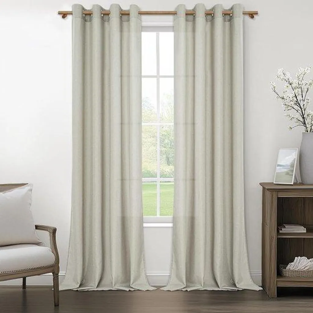 Lot de 2 rideaux en lin naturel 140 x 245 cm pour salon et chambre