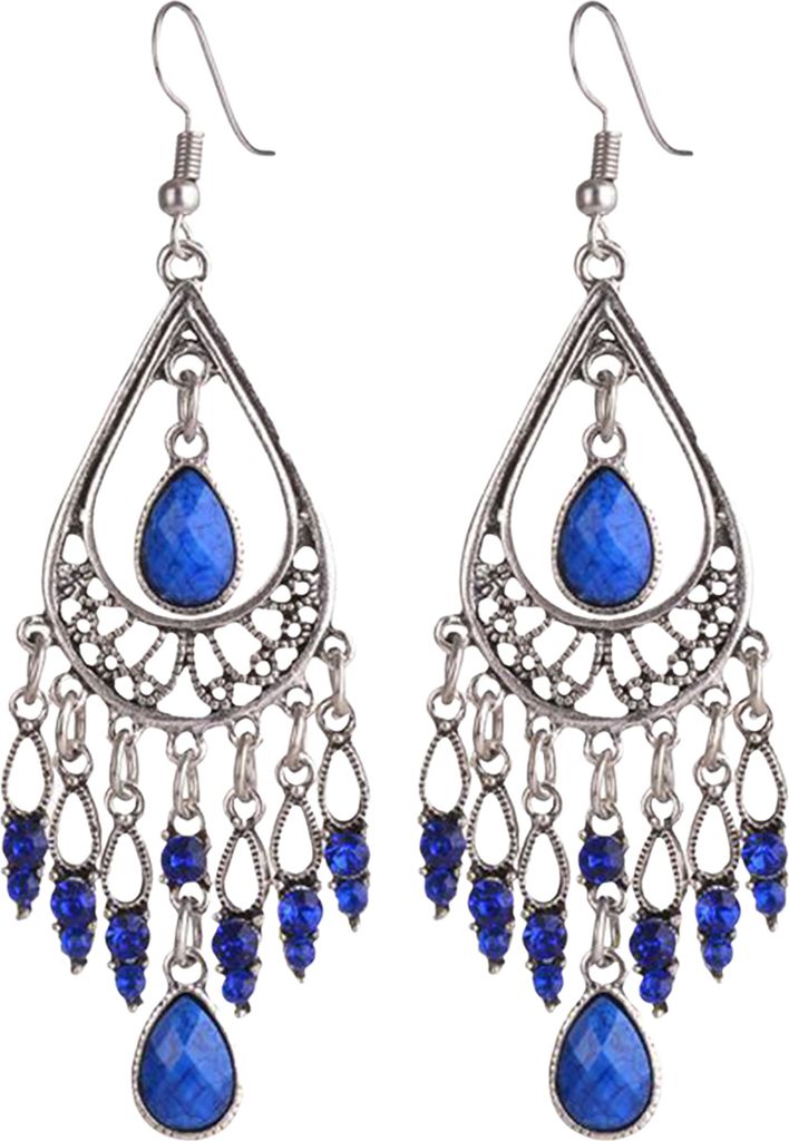 1 Paar Damen-Hakenohrringe im Vintage-Ethno-Stil, übertriebene Aushöhlung, Strass, Wassertropfenform, böhmische Ohrdekoration, Schmuck, Urlaubso...