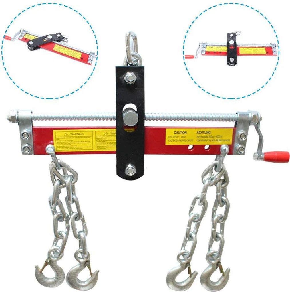 Motorlastausgleicher - Balancierbalken für Motorheber - 900 kg Tragfähigkeit - Verstellbar Mit Handkurbel - Stahlplatte - 45×26,5×28,5 cm