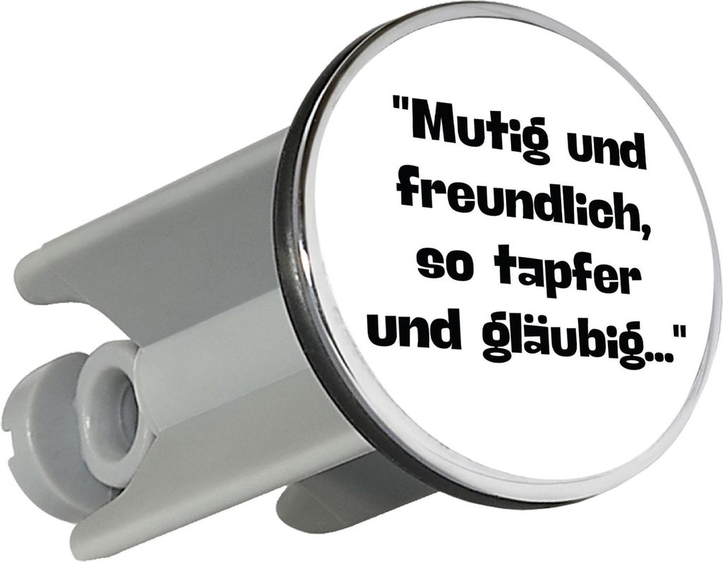 Huuraa Waschbeckenstöpsel Mutig freundlich tapfer und gläubig 4cm höhenverstellbar Abflussstopfen Geschenkidee