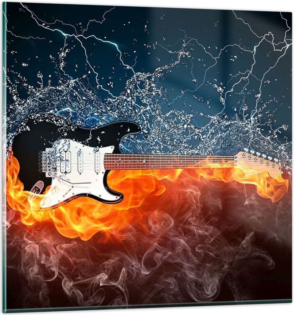 Bilder auf glas - Gitarre Instrument Musik - 60x60cm - Glasbilder - Wandbilder - Kunstdruck - zum Aufhängen bereit - Wanddekoration aus Glas - Gla...