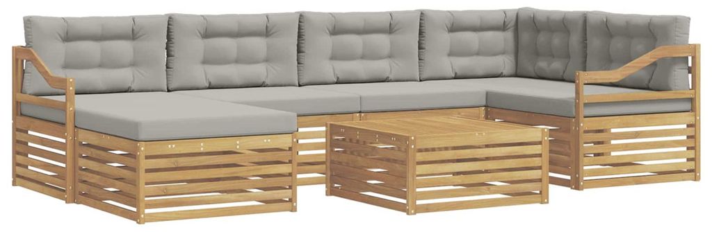 vidaXL Outdoor-Sofagarnitur mit Kissen 7 pcs Weiß und Hellgrau