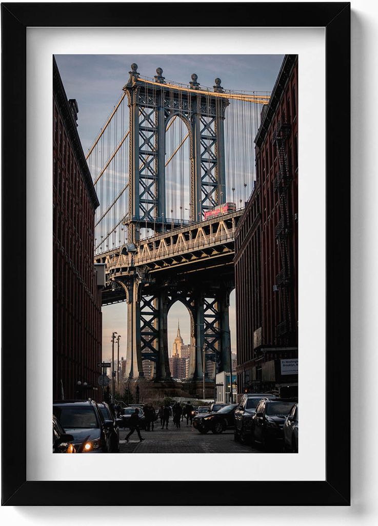 Architektur Brücke und Gebäude– Wandbild mit Rahmen – Gerahmtes Bild – Wanddekoration – 20x30 cm – Schwarz