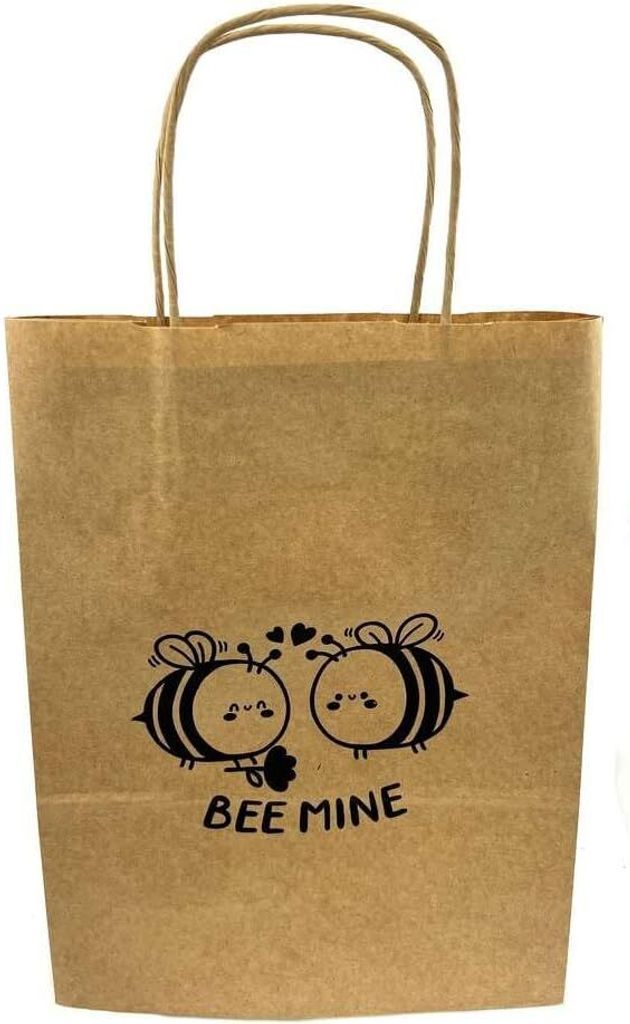 4BEE Papiertüte mit Aufschrift – Einkaufstasche für Lebensmittel – Taschen für Imkereigeschäfte und Imker - Bee Mine - 10 Stück, 31,5x24,5...