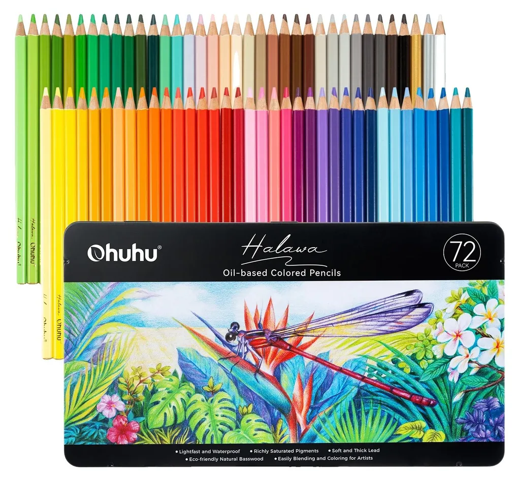 Crayons de couleur à mine grasse longue durée, 72 couleurs éclatantes