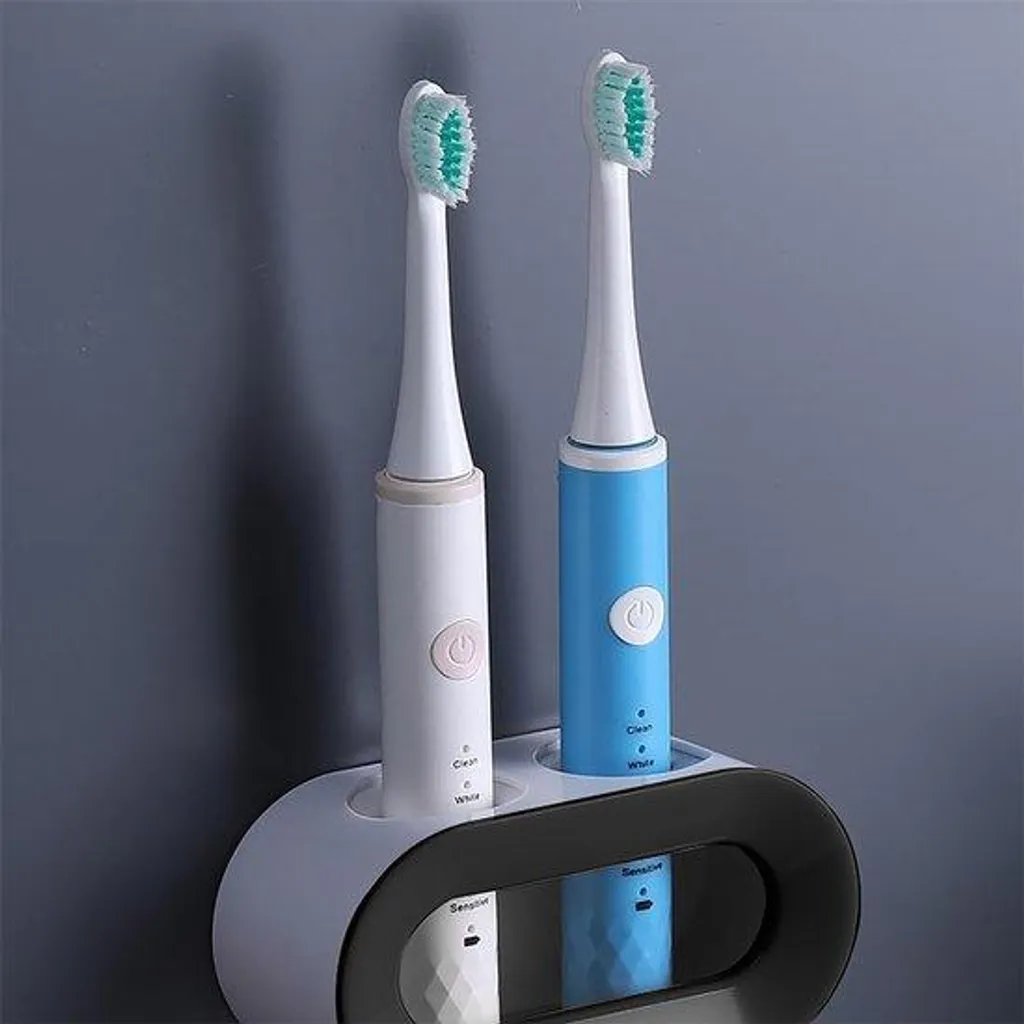 Support brosse à dents électrique mural noir avec évacuation d'eau lot