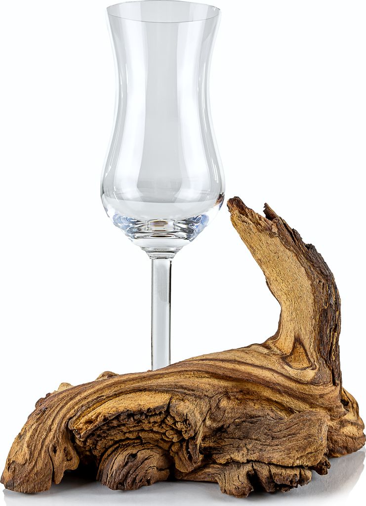 Schnapsglas / Grappaglas / Grappawurzel edel auf einer Wurzel aus echtem Holz. Jedes Stück EIN Unikat! Vatertagsgeschenk, Geburtstagsgeschenk