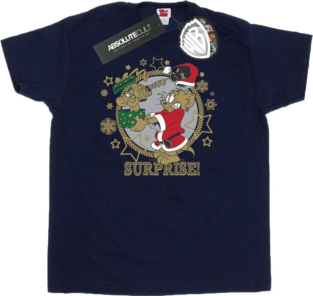 Tom And Jerry - "Christmas Surprise" T-Shirt für Herren BI52090 (XL) (Marineblau)
