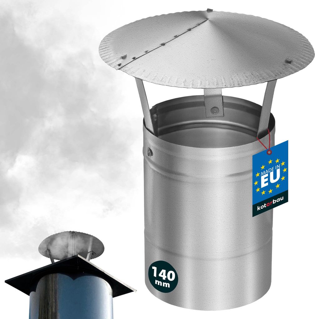 KOTARBAU Schornsteinabdeckung Edelstahl ø 140 mm Kaminhaube Schornstein Regenhaube Kaminabdeckung Schornsteinhaube Kaminaufsatz Rostfrei Edelsta...