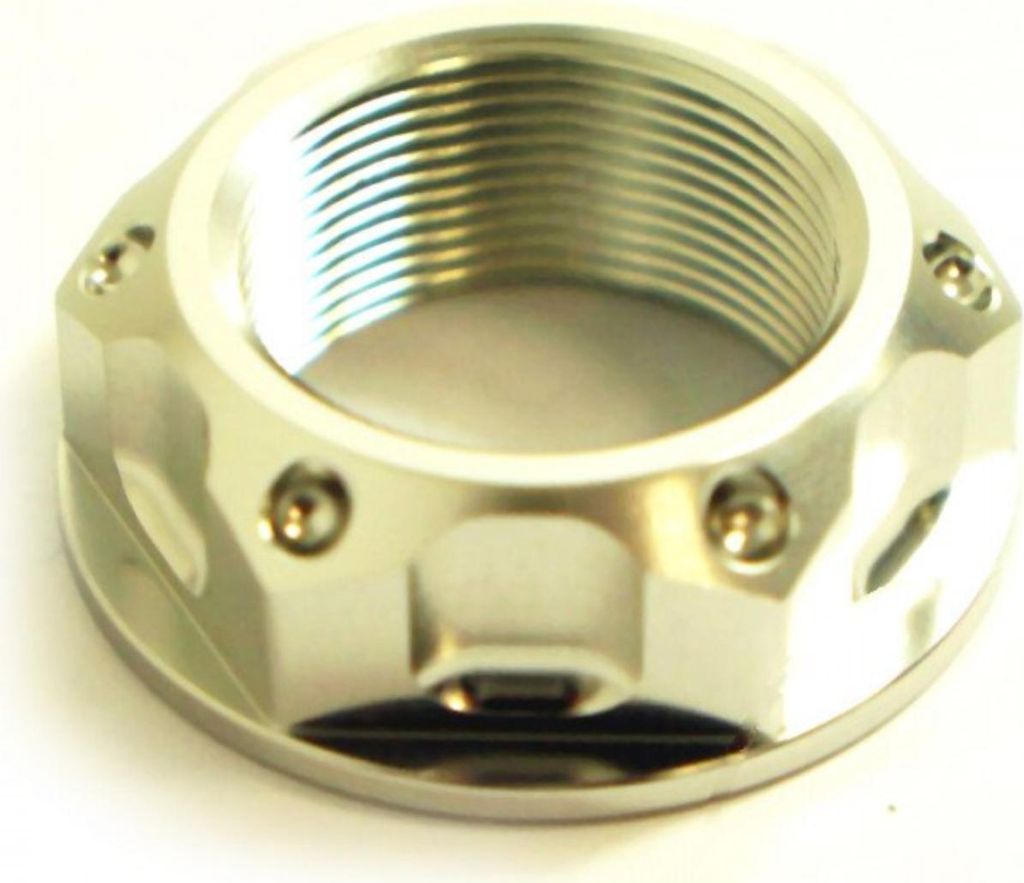 Mutter Lenkkopf JMP Bolt M22x1,00mm Aluminium silber für Suzuki GSX 0 FA F / GSF Bandit SA , Yamaha FZS 0 Fazer S N 60 / 65 / 80 / 85 / 110 / 125 ...