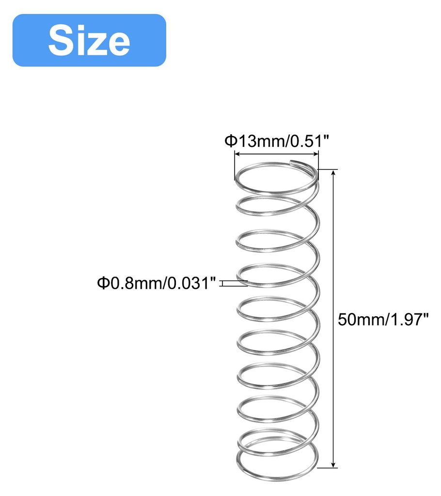 5Stk Druckfeder Druckfedern 304 Edelstahl Feder Federn Zugfeder Zugfedern Spring 13mm AD 0,8mm Draht Gr??e 50mm Frei L?nge Spiralfeder Spiralfedern...