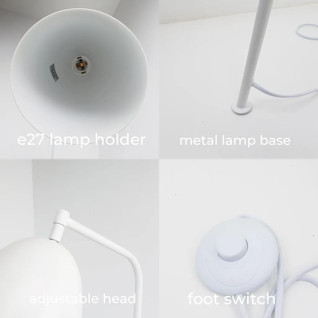 Lampadaire Tripode Blanc Orientable E27 : Solution Éclairage Design Industriel - 4