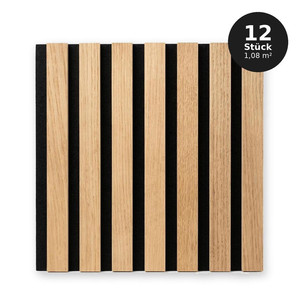 Lamelldekor 30x30 cm - Set 12 Stück (1,08 m²) - MDF-Paneele Produktbild 