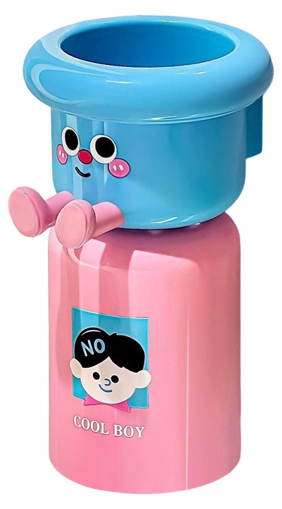 Wandmontierter Zahnbürstenbecherhalter mit Cartoon-Motiv, platzsparend, magnetisch, für Mundspülbecher (umgedreht), bohrfrei, Badezimmer-Organizer