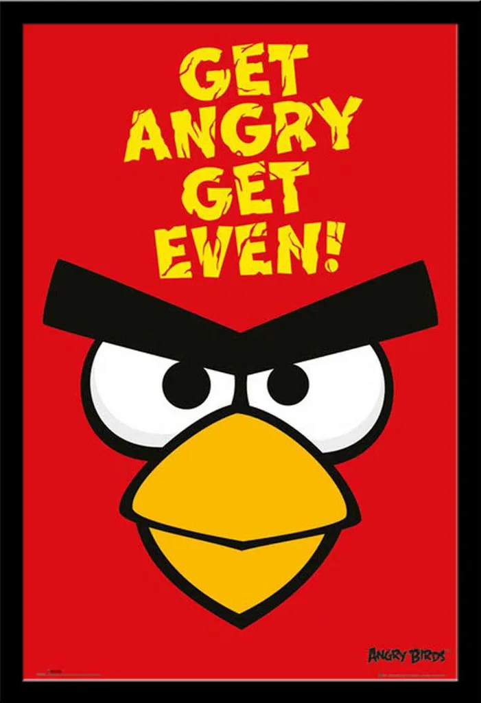 Poster Angry Birds Get Angry Get Even avec Cadre Shinsuke Maxi Noir