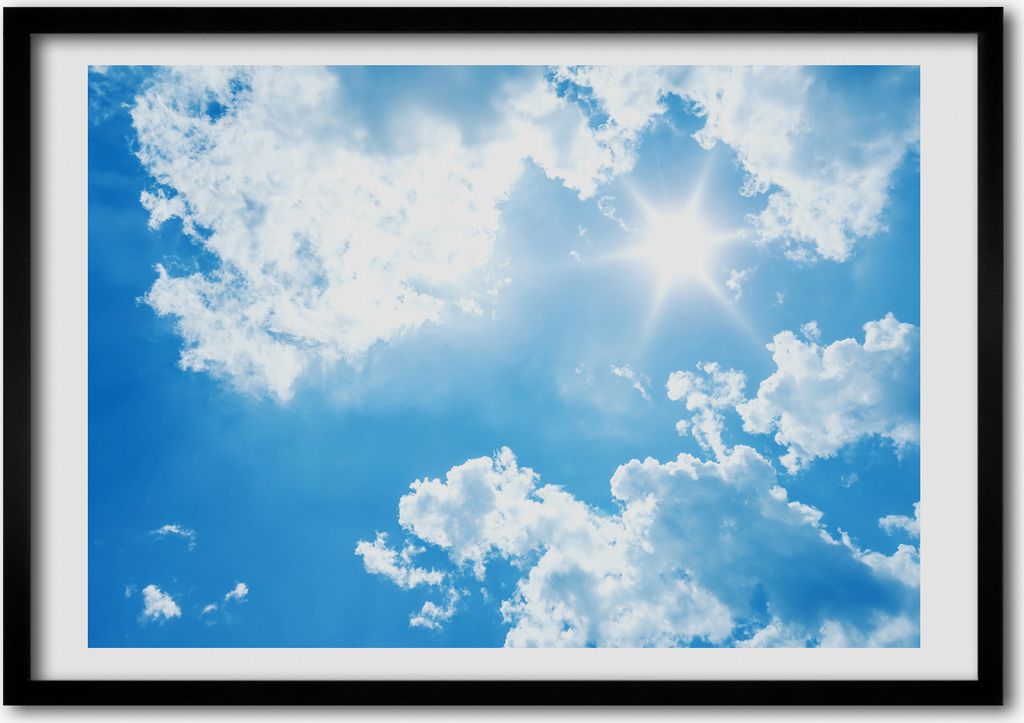 Bild - Bilderrahmen - 100 cm x 70 cm - MDF - Rahmen - Foto - Wandkunst Wolken im Himmel