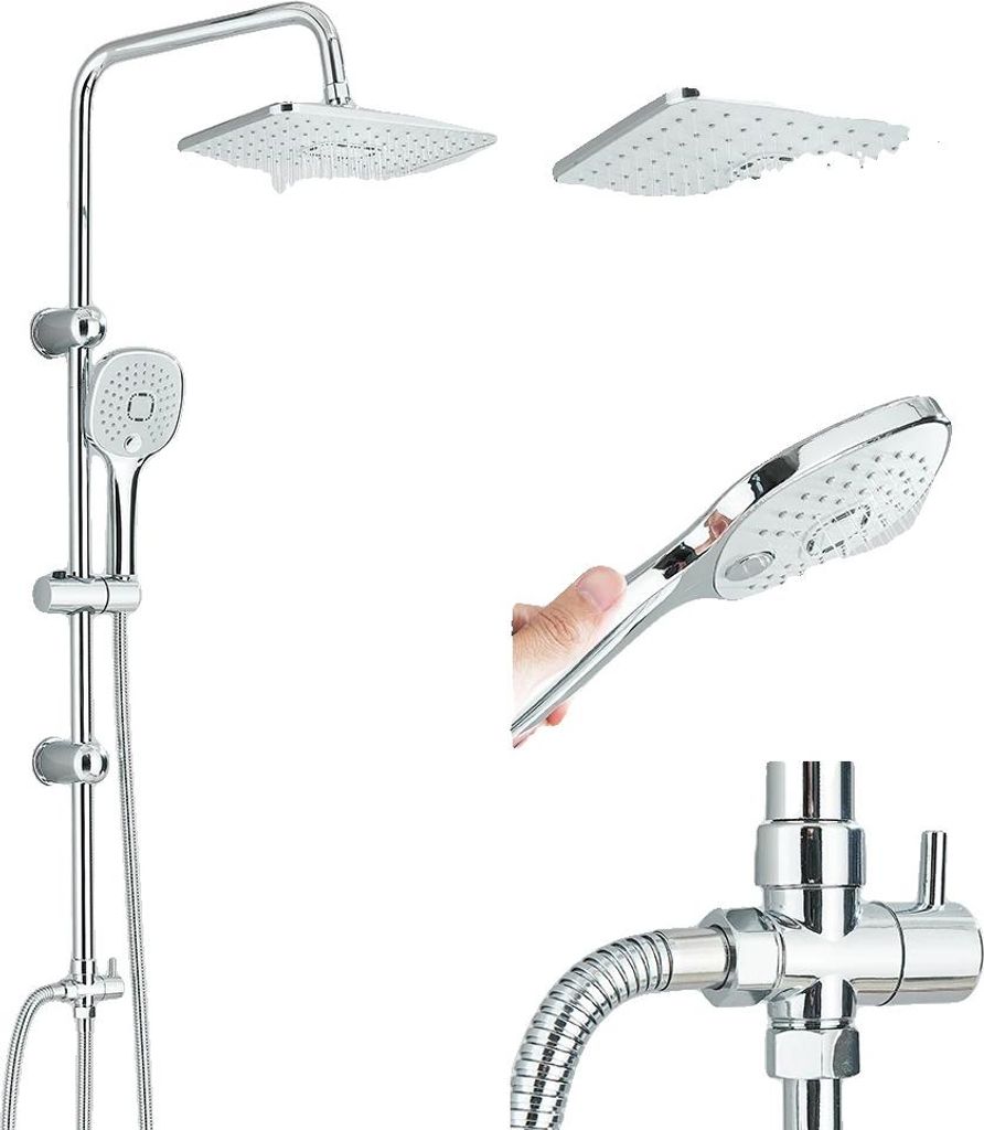 Regendusche-System, Handbrause, Wandmontage, Chrom