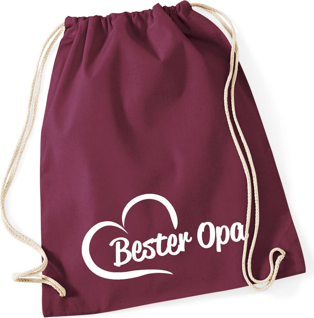 Huuraa Turnbeutel Bester Opa Herz 12 Liter Burgundy Baumwolle Rucksack Geschenkidee