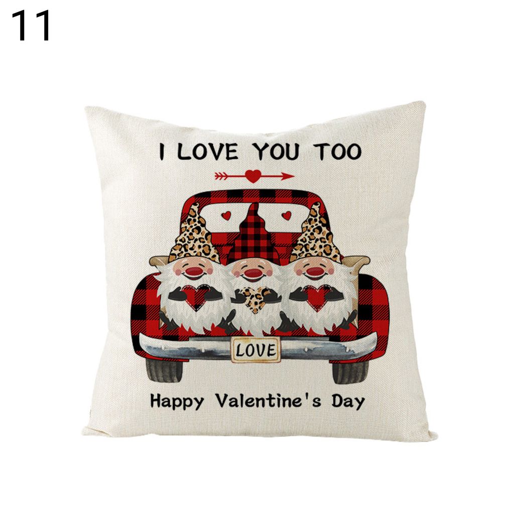 Valentinstag Kissenkoffer Romantische bequeme Berührung Plaid 45x45 cm Leinen Valentiner lieben dekorative Kissenbezug für Sofa Couch Bett-11