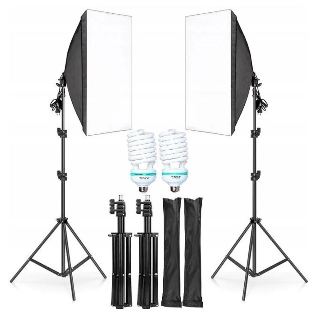 Kit Éclairage Softbox 50x70 pour Portrait et Vidéo YouTube avec Trépieds