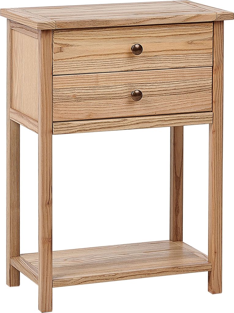 BELIANI Konsolentisch Hellbraun aus Natürlichem Holz mit 2 Schubladen 53 cm Massivholz Rustikal für Wohnzimmer Schlafzimmer Flur
