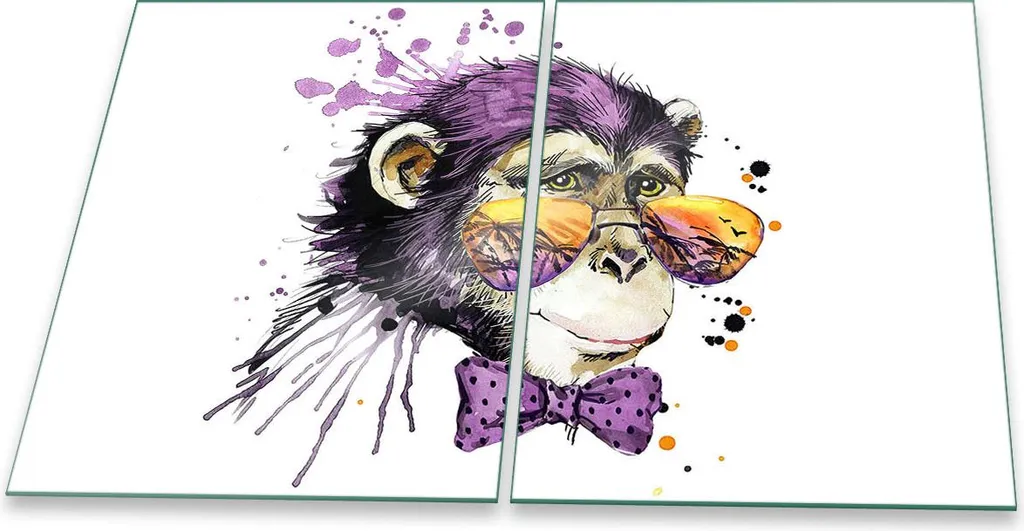 Protezione Induzione 2 Pezzi 40x52 cm Vetro Animali Viola
