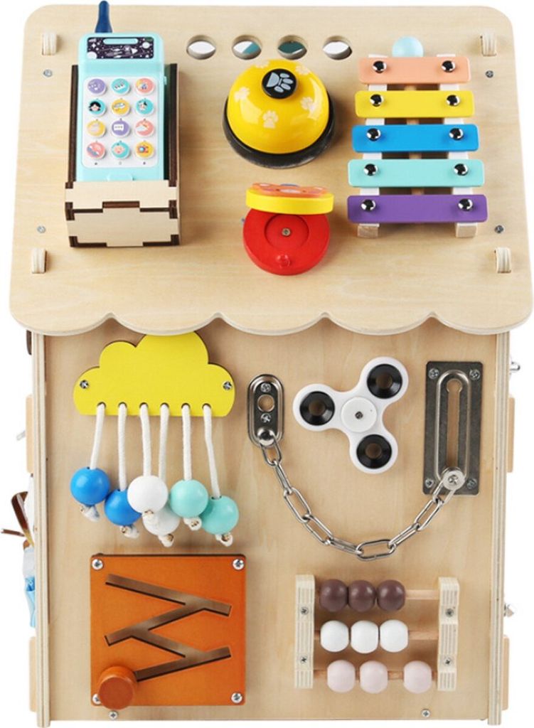 Kaisibum Montessori Activity Board - 6-seitiges Sensorik Spielzeug Für Kleinkinder