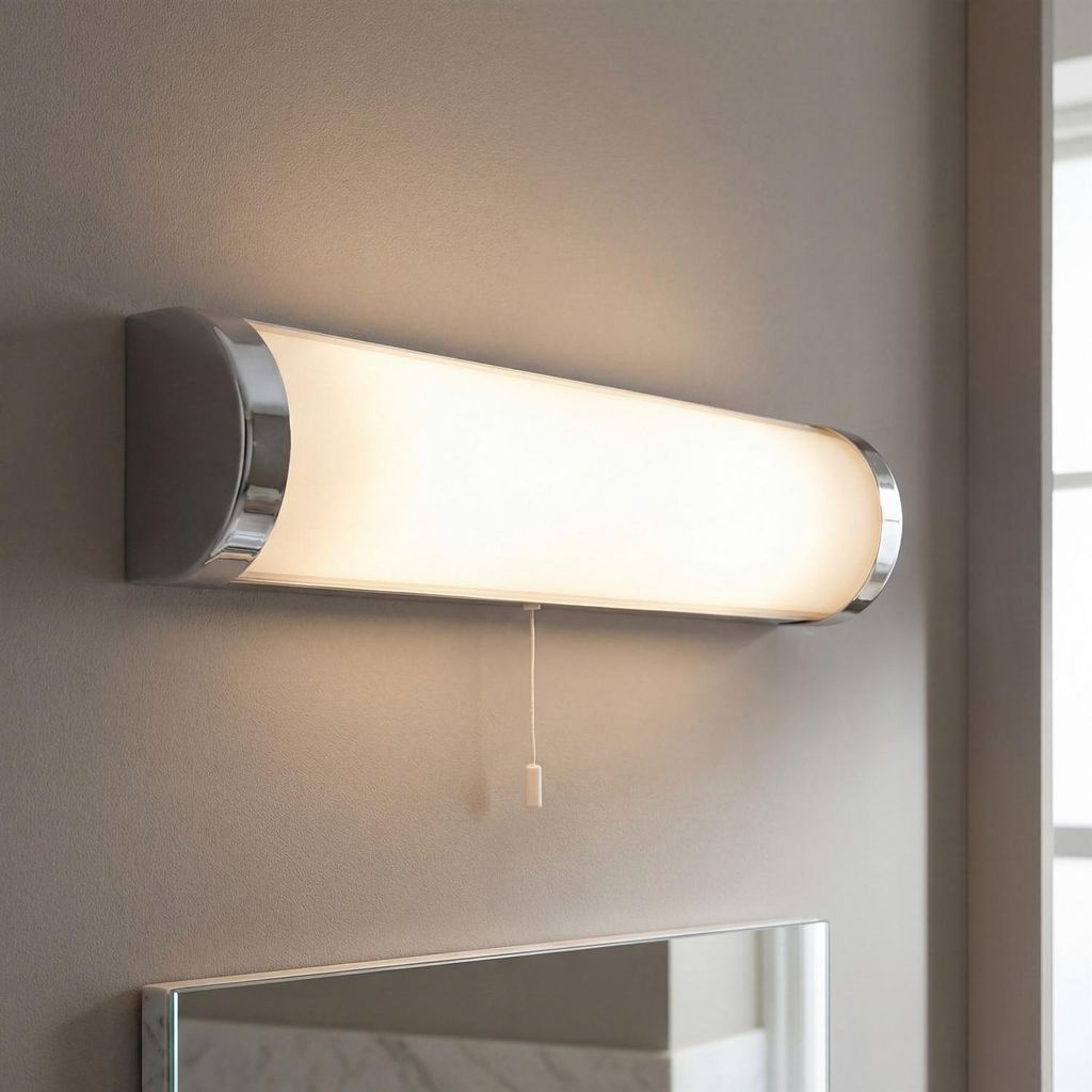 Wandlampe mit Zugschalter Glas Metall Modern Küche IP44 Produktbild 
